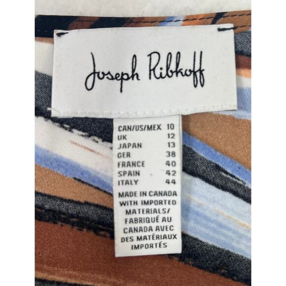 Joseph Ribkoff Cowl Neck Handkerchief Hem Brown Striped 90s Office Sexy sz 10 - Picture 2 of 6